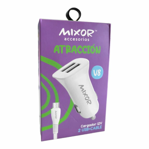 CARGADOR 12V MIXOR MOD42 ATRACCION - 4.2A - 2 USB CON CABLE V8